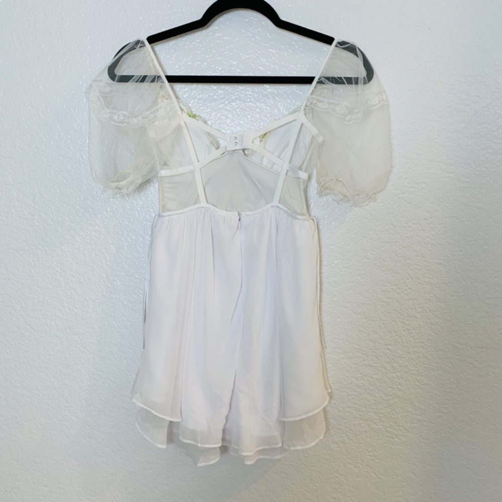 For Love & Lemons Trellis Rose Mini Dress XS Coquette Romantic Feminine Babydoll - Picture 11 of 16